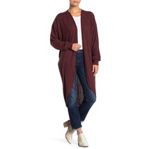 Lush Women&#39;s Burgundy Long Sleeve Rib Knit Line Cardigan Made in USA New... - £11.66 GBP