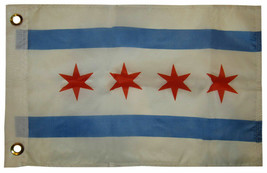 12X18 12&quot;X18&quot; City Of Chicago Boat Motorcycle Flag Grommets Premium Polyester - £13.57 GBP