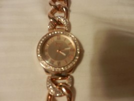 Geneva Platinum #4799 Women&#39;s Jeweled Watch Rose Gold Color - £35.20 GBP