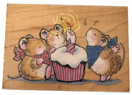 Penny Black Rubber Stamp Cheesecake Party Cupcake Mouse Birthday Card Making - £17.57 GBP