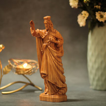 Hand Carved Wood Jesus Christ Blessing&#39;s Statue Orthodox Icons Orthodox - £44.10 GBP