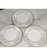 Royal Worcester Mikado Salad Plates 8&quot; England Pink Blue Flowers on Whit... - $56.11