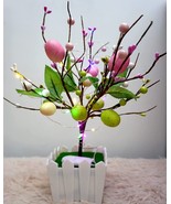 Easter Decorations 13 Inch Artificial Egg Tree Colorful Light Fake Plant... - £15.14 GBP