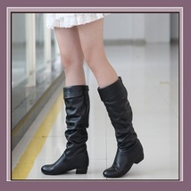 Soft Supple Slide on Leather Low Heel Equestrian Riding Boots, Mid Calf High image 4