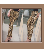 Leisure Loose Brown Leopard Print Pants with Elastic Waist - £33.97 GBP
