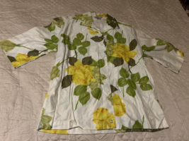 Vintage 1960s New old stock floral blouse shirt GAYLORE CALIFORNIA yello... - £32.47 GBP