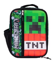 Minecraft Creeper Kids BPA-Free Insulated Lunch Tote Box w/ Bottle Pocket Nwt - £12.85 GBP
