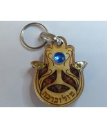 Little hamsa wood keychain blue stone evil eye protection travel bless I... - £9.24 GBP