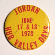 Minnesota Jordan Hub Valley Days 1978 Pinback Button MN Vtg Heimatfest F... - $7.95