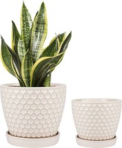 Docrin Plant Pots Indoor- 6.6 And 5.5 Inch,Ceramic Planters With Drainag... - £28.31 GBP