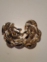 Vintage Clip On Earrings Leaves Gold Tone - $19.59