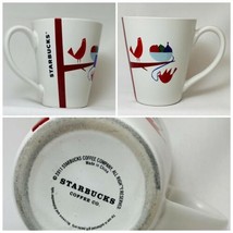 STARBUCKS Christmas 2011 Ceramic Coffee Mug White Cup Holiday Red Cardin... - $20.79
