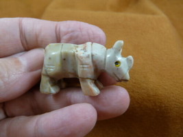 y-rhi-11 little tan gray RHINO SOAPSTONE gemstone Stone FIGURINE love rh... - £6.75 GBP