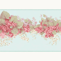 Pink Flowers Grean Leaf Wallpaper Border Patton Norwall PP79470DC Pretty Prints - £13.14 GBP