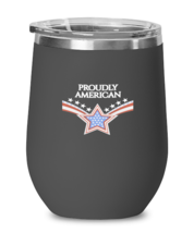 Independence Day Wine Glass PROUDLY AMERICAN Black-WG  - $25.95