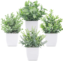 Der Rose 4 Packs Fake Plants Mini Artificial Greenery Potted Plants for Home Dec - £13.00 GBP