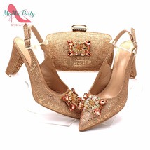  Italian Design Italian Women Shoes and Bag to Match in Gold Color High Quality  - £79.59 GBP