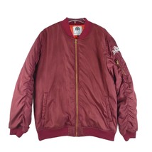INTO THE AM Men&#39;s XL Full Zip Burgundy Bomber Jacket, Stay Inspired Streetwear - £21.28 GBP