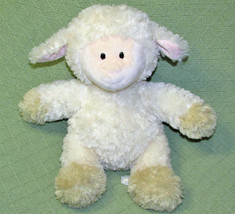 Aurora 10&quot; Lamb Plush Baby Stuffed Animal Soft Off White Tan Button Eyes Sheep - £12.58 GBP