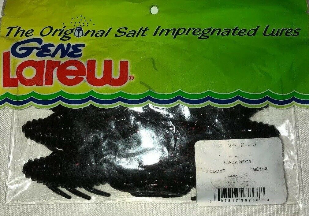 Gene Larew TBB11-8 Biffle Bug 4.25&quot; Black Neon  LAM  8 Per Bag-NEW-RARE-... - $3.84