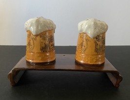 Vintage Beer Stein Mugs Salt &amp; Pepper Shakers OK Brand Japan - £7.57 GBP