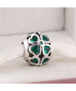 925 Sterling Silver Green Lucky Clover with CZ Openwork Charm Bead - $292.15 MXN