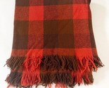 Vtg Pendleton Mills 100% Virgin Wool Red Plaid Fringed Throw Blanket REA... - $49.99
