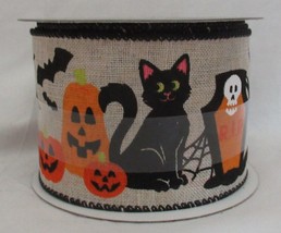 Celebrate It HALLOWEEN Holiday Indoor Craft Wire-Edged Ribbon Black Cat Pumpkins - £9.02 GBP