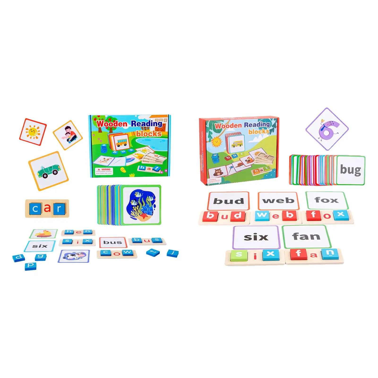 See and Spell Learning Toy Teaching Aid Wooden Reading Blocks for Kids Boys - £16.07 GBP