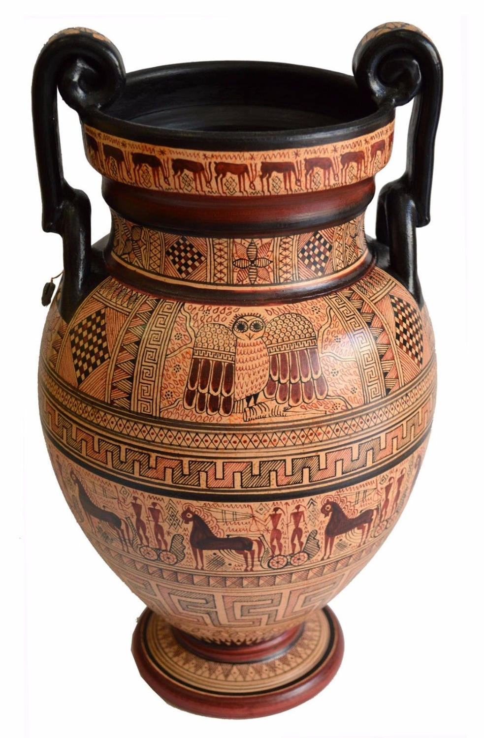 Geometric Period Volute Krater Amphora Vase - National Museum Of Greece - $399.00