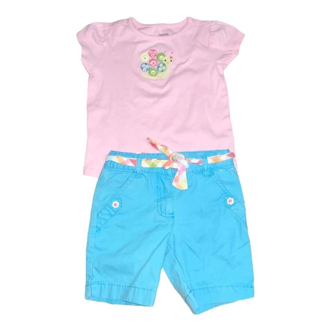 Gymboree 4T Girls Caterpillar T-Shirt &amp; Blue Shorts Outfit - $11.52