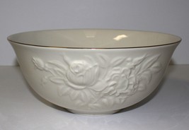 Lenox Ivory Large 10” Serving Bowl with Embossed Roses &amp; Gold Trim - £22.36 GBP