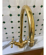 Brass Kitchen Faucet, Unlacquered Solid Brass Sink Fixture, Vintage Styl... - £148.65 GBP