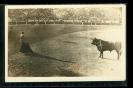 Vintage Postcard RPPC Mexican Bullfighting Ring Matador Bull Live Crowd - £15.63 GBP