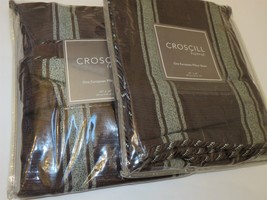 2 Croscill Yorkville Brown Blue Stripe Euro shams NEW - $44.11