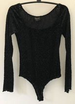Free Press Clothing Black Velvet Sheer Animal Print Bodysuit Top Small - £781.06 GBP