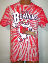 BUC-EES Beavers 2003 Red &amp; White Tie Dye Baseball Theme T-SHIRT Adult Small - £15.52 GBP