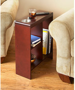 Slim End Tables w/ Drink Cup Holders &amp; Shelf Wooden Narrow Furniture in ... - £48.48 GBP+