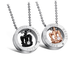 2PCS Personalized Necklace, Couple Necklace, Couples Necklace, Titanium Necklace - £16.05 GBP