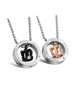 2PCS Personalized Necklace, Couple Necklace, Couples Necklace, Titanium ... - $19.99