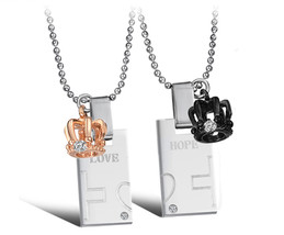 2PCS Personalized Necklace, Couple Necklace, Couples Necklace, Titanium Necklace - £14.94 GBP