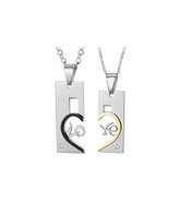 2PCS Heart Puzzle Necklace, Couple Necklace, Couples Necklace, Titanium ... - £15.71 GBP