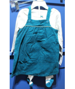 Carters Infant Girls 3PC Green Corduroy Dress Long Sleeve Shirt &amp; Tights... - £19.55 GBP