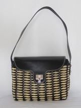 $795 AUTH Lambertson Truex woven leather and plant fiber shoulder bag - £117.69 GBP
