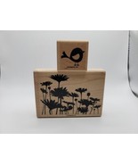 Stampin Up Wooden Rubber Stamps Daisies And Bird - $19.80