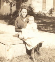 Mom And Baby Posing Outside Antique Photograph Found Photo Vintage - £7.85 GBP