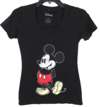 Disney Women&#39;s Mickey Mouse Vintage Look V Neck Tee Shirt Size Small - £7.89 GBP