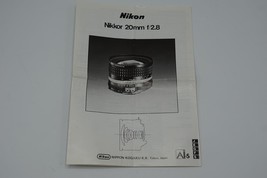 Nikon Nikkor Camera Lens 20mm f/2.8 Instructions Manual - £11.09 GBP