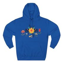 Mother&#39;s Day Mom Floral Pattern Three-Panel Fleece Hoodie Royal Blue - $47.48