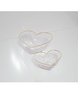 NEW Williams Sonoma Set of 2 Valentines Day Heart Shaped Gold Trimmed Gl... - £71.10 GBP
